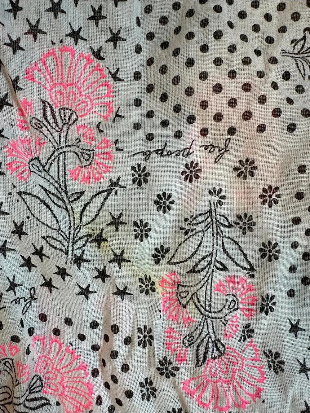 Free People Cream Canvas Tote with Pink Floral Print